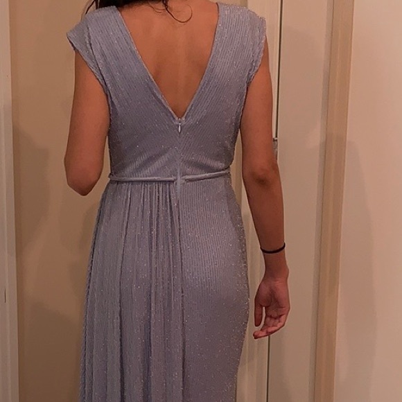Light blue with silver detailing A-Line dress - Picture 3 of 5